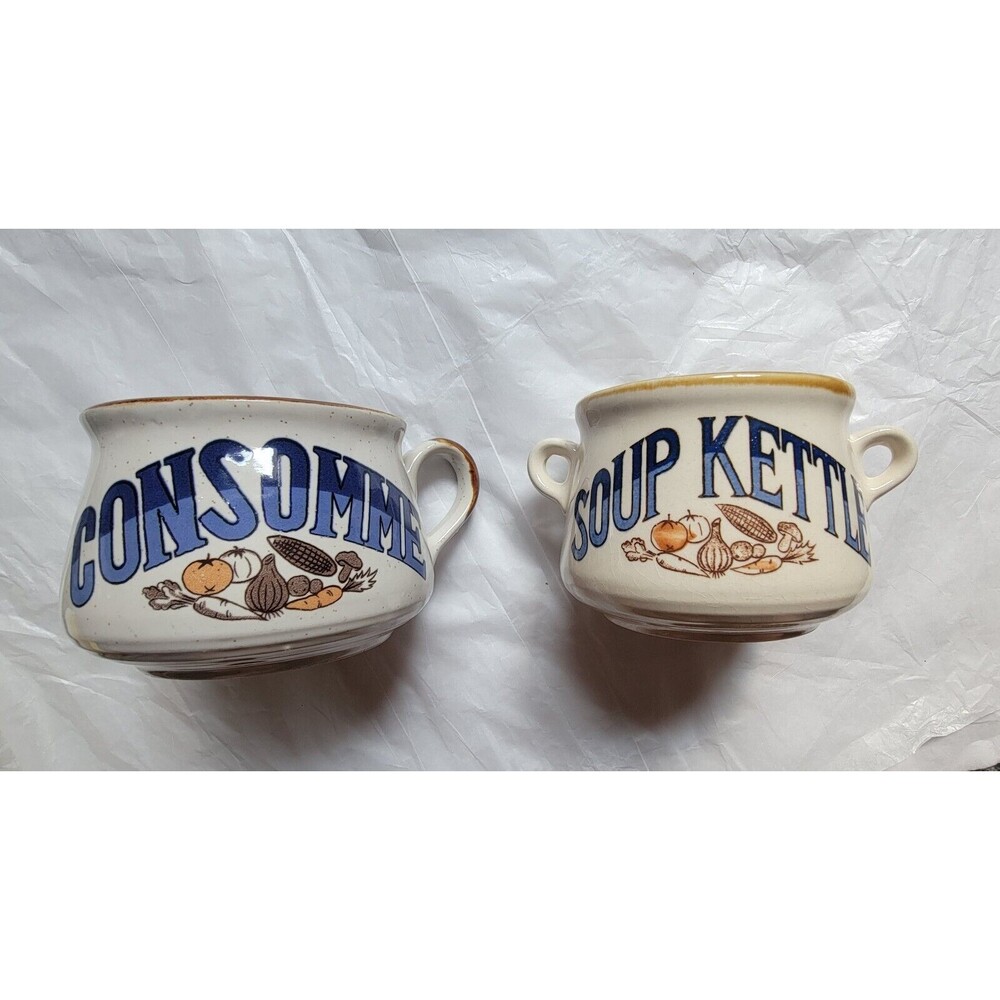 Vintage Soup Kettle Bowl With Handles Set Of Two Made In Japan